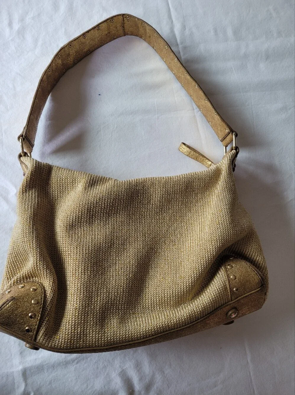 The Sak Woven Gold Shoulder Bag - Elegant Everyday Tote